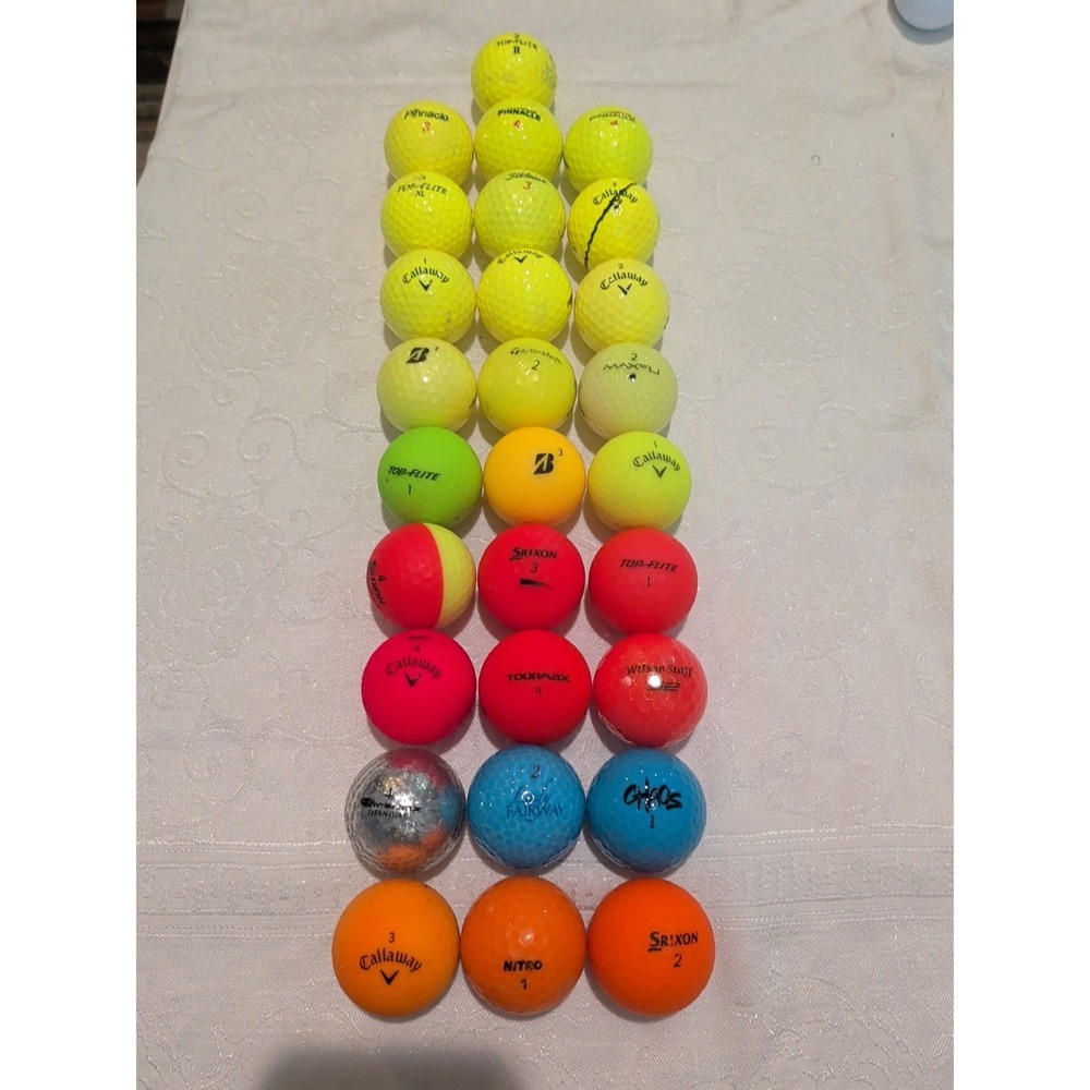28 Colored Golf Balls Assorted Brands CLEAN